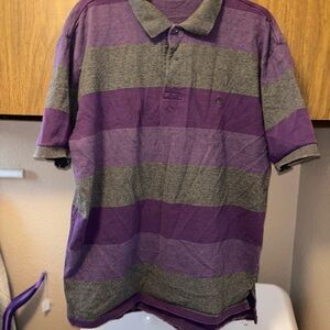 Ralph Lauren Purple and Gray Striped Polo Shirt